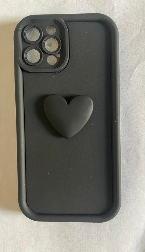 FUNDA DE TELÉFONO CON FORMA DE CORAZÓN DE COLOR NEGRO