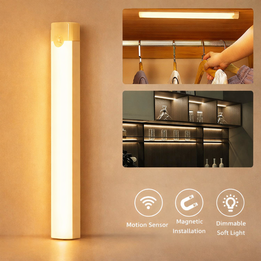 LUZ LED CON SENSOR DE MOVIMIENTO | IDEAL PARA CLÓSET, PASILLO Y ESCALERAS